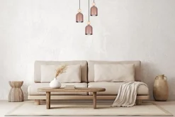 Belis Runde Pendelleuchte Pink Metall Holz 3-flmg E27 Ø36 cm* Hängelampen|Bürolampen