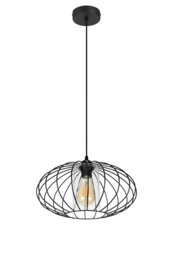 New Belis Runde Pendelleuchte Schwarz Metall Ø34 cm E27 Retro