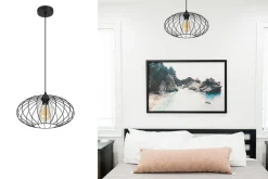 New Belis Runde Pendelleuchte Schwarz Metall Ø34 cm E27 Retro