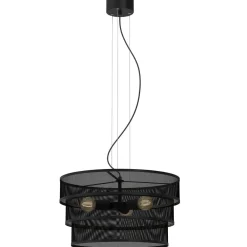 Clearance Luminex Runde Pendelleuchte Schwarz Metall E27 Ø55 cm Industrie