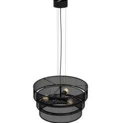 Clearance Luminex Runde Pendelleuchte Schwarz Metall E27 Ø55 cm Industrie