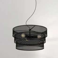 Clearance Luminex Runde Pendelleuchte Schwarz Metall E27 Ø55 cm Industrie