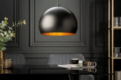 Discount Invicta Interior Runde Pendelleuchte Schwarz Gold Metall Ø30 cm Retro