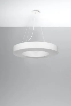 Sollux Runde Pendelleuchte Stoff Ø 70 cm Weiß blendarm 6x E27* Hängelampen|Esszimmer Lampen