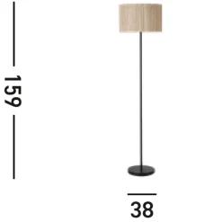 Best Searchlight Runde Stehlampe Bambus Metall E27 159 cm Schwarz Natur