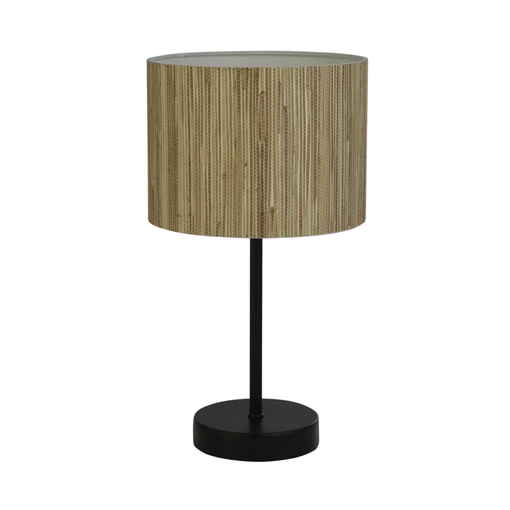 Searchlight Runde Tischlampe Bambus Metall E14 37 cm Schwarz Natur* Wohnzimmerlampen|Metall Lampen