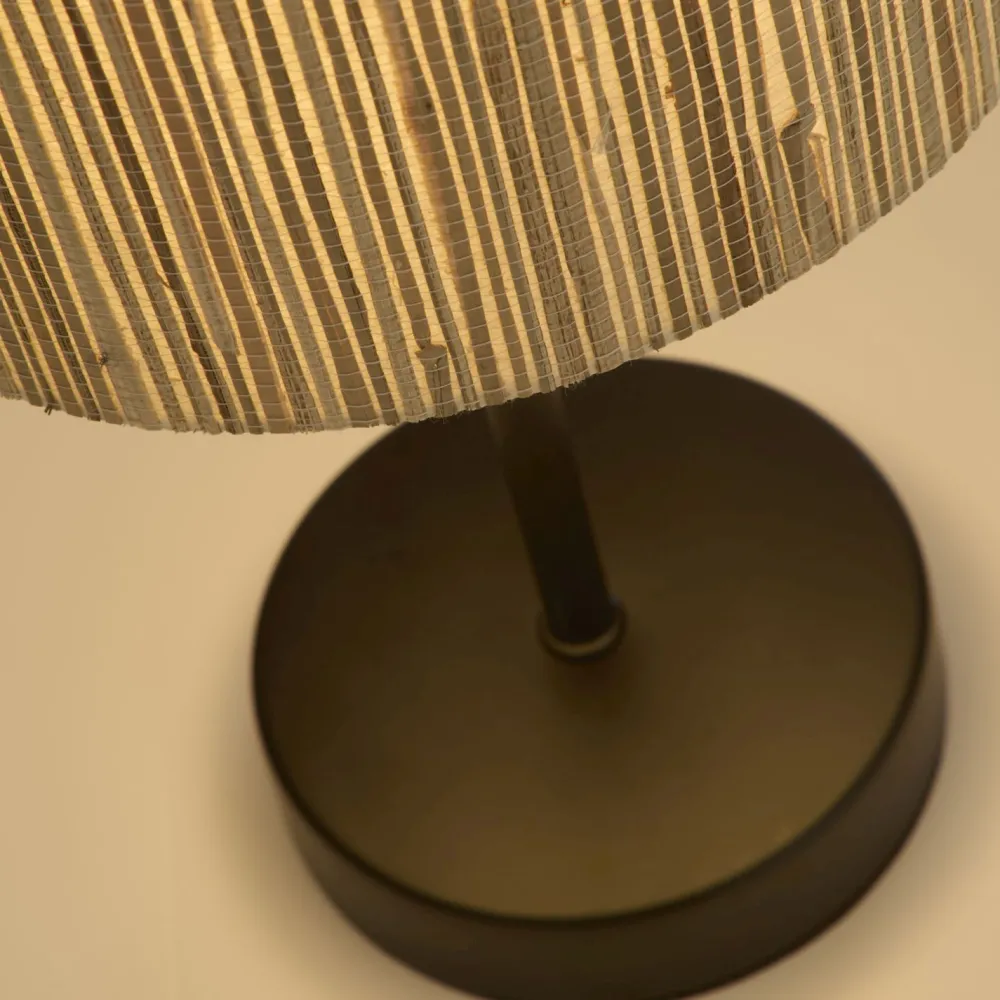 Searchlight Runde Tischlampe Bambus Metall E14 37 cm Schwarz Natur* Wohnzimmerlampen|Metall Lampen