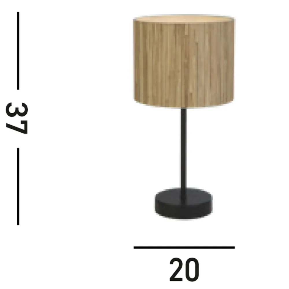 Searchlight Runde Tischlampe Bambus Metall E14 37 cm Schwarz Natur* Wohnzimmerlampen|Metall Lampen