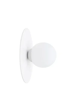 Belis Runde Wandleuchte Glasschirm Metall Weiß E27 Ø25 cm* Flurlampen|Wohnzimmerlampen