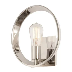 Elstead Runde Wandleuchte Metall in Silber antik E27 RESFINE* Wandleuchten|Flurlampen