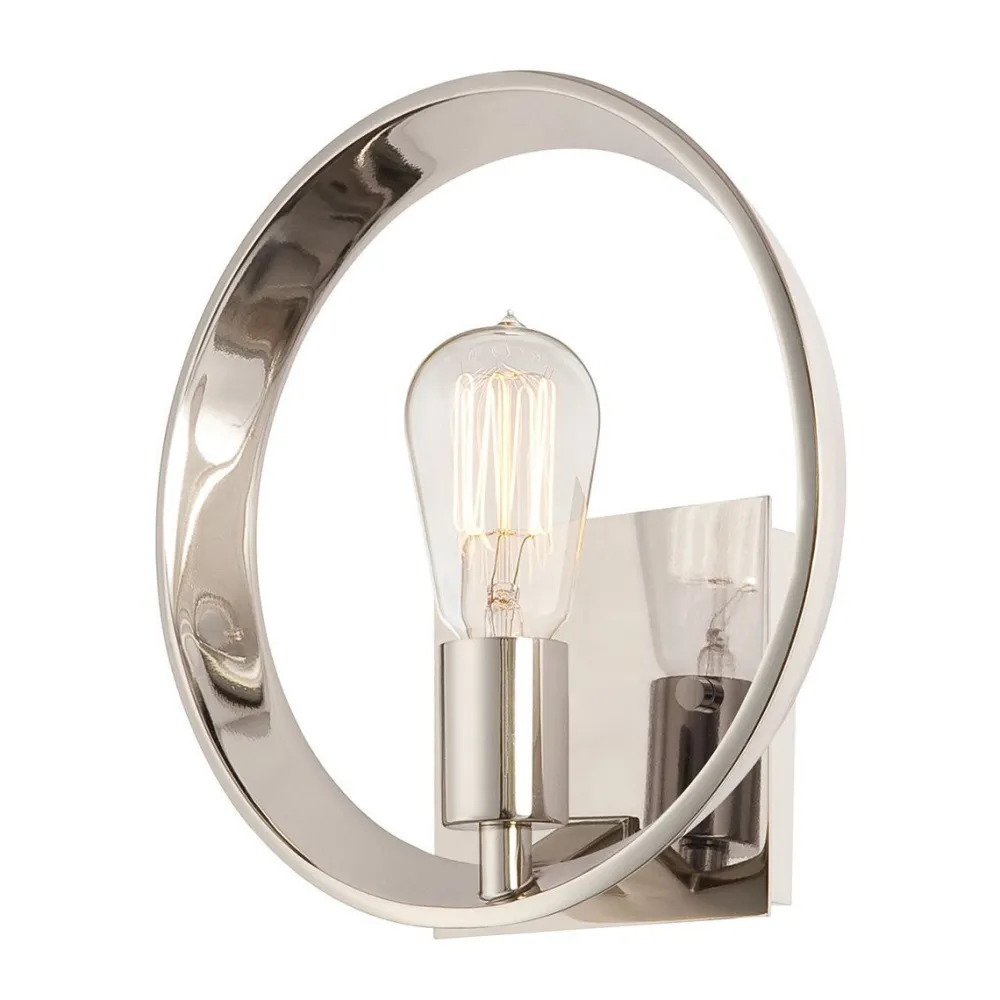 Elstead Runde Wandleuchte Metall in Silber antik E27 RESFINE* Wandleuchten|Flurlampen