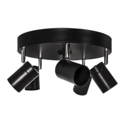 By Rydéns Runder Deckenspot 5-flammig GU10 Metall B: 30cm klein Schwarz* Flurlampen|Wohnzimmerlampen