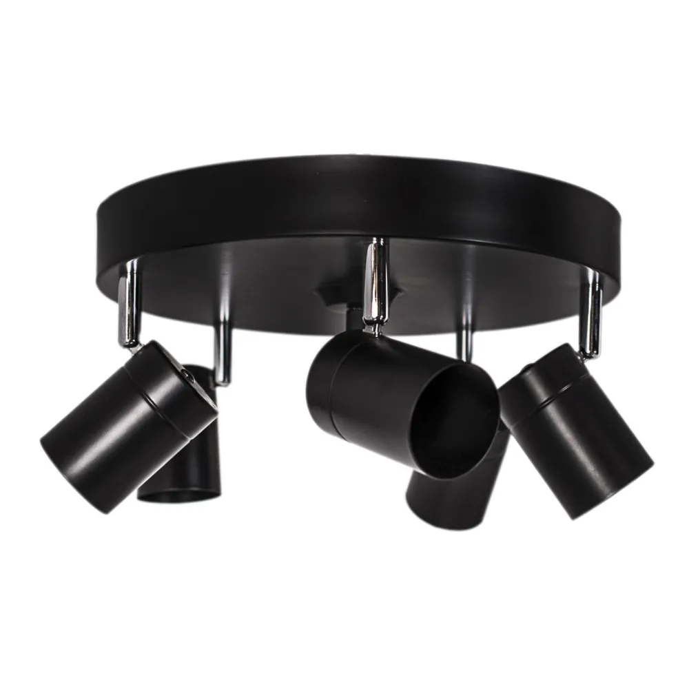 By Rydéns Runder Deckenspot 5-flammig GU10 Metall B: 30cm klein Schwarz* Flurlampen|Wohnzimmerlampen