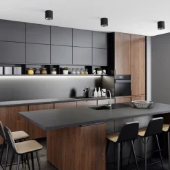 Nowodvorski Runder Deckenstrahler in Schwarz Silber Ø12,7cm* Moderne Lampen|Küchenlampen