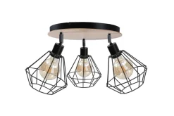 New Keter Runder Deckenstrahler Metall Holz Ø34cm flexibel