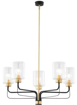 Jupiter Runder Kronleuchter Metall Glas 5-flammig Ø74cm* Wohnzimmerlampen|Glaslampen