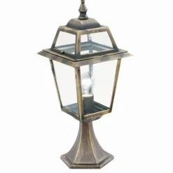 Searchlight Rustikale Außen Sockelleuchte NEW ORLEANS Schwarz Gold Antik* Rustikale Lampen|Wegeleuchten
