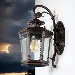 Nowodvorski Rustikale Außen Wandleuchte Bronze Antik 40cm AMUR* Außenwandleuchten|Rustikale Lampen