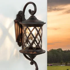 New Nowodvorski Rustikale Außen Wandleuchte Braun Antik E27 LANTERN