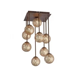 Paul Neuhaus Rustikale Deckenlampe Metall G9 9-flammig Kugeln Gold* Deckenleuchten|Bürolampen