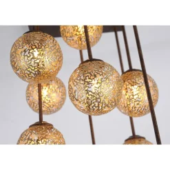 Paul Neuhaus Rustikale Deckenlampe Metall G9 9-flammig Kugeln Gold* Deckenleuchten|Bürolampen
