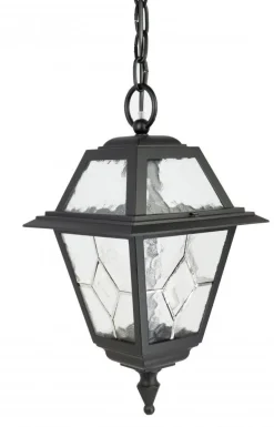 SU-MA Rustikale Hängeleuchte außen Aluminium Glas IP43