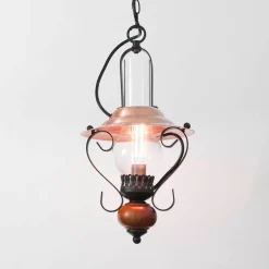 Best Rabalux Rustikale Hängeleuchte ENNA mit Glasschirm Schwarz Kupfer