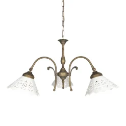 Giovanni Battista Rustikale Hängeleuchte 3-flammig Keramik Messing E27* Feuchtraumleuchten|Küchenlampen