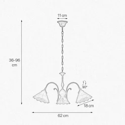 Giovanni Battista Rustikale Hängeleuchte 3-flammig Keramik Messing E27* Feuchtraumleuchten|Küchenlampen