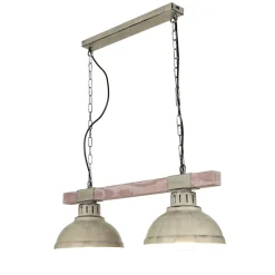 Luminex Rustikale Pendelleuchte HAKON Shabby Weiß Echt Holz* Holzlampen|Vintage Lampen