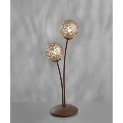 Paul Neuhaus Rustikale Tischlampe Metall Rostbraun Gold 52 cm 2-flmg* Wohnzimmerlampen|Schlafzimmer Lampen