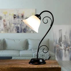 Easylight Rustikale Tischlampe Schwarz Alabaster H:43cm ATHEN