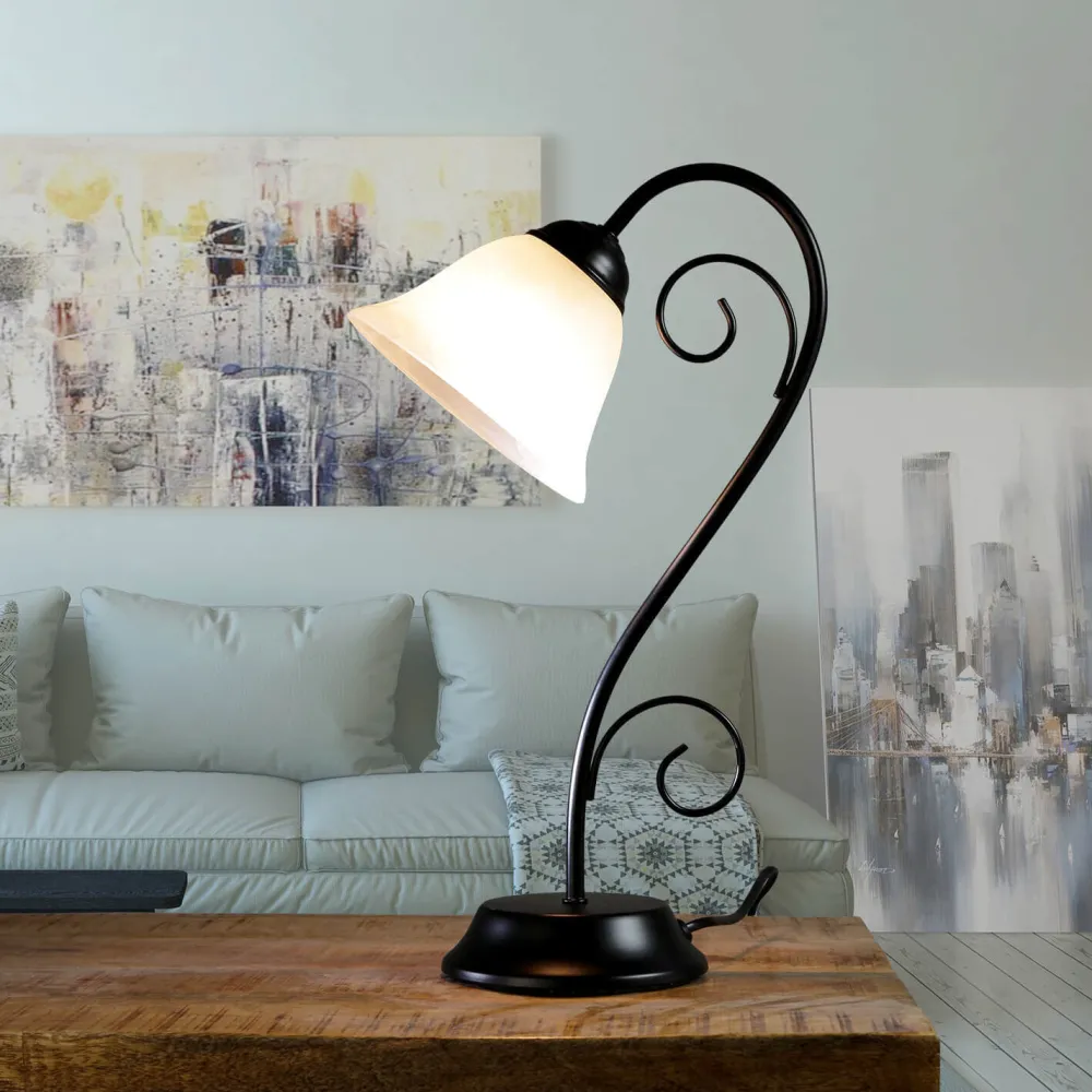 Easylight Rustikale Tischlampe Schwarz Alabaster H:43cm ATHEN