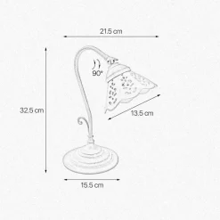 Best Giovanni Battista Rustikale TischlampeMessing Keramik 32,5cm schwenkbar E14