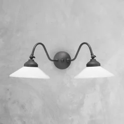 Discount Giovanni Battista Rustikale Wandlampe SOFIA Messing Glas 2-flammig schwenkbar