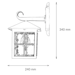 SU-MA Rustikale Wandlaterne BAARLE IP43 Ornamentglas* Metall Lampen|Rustikale Lampen