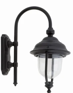 Lido Rustikale Wandlaterne Schwarz IP44 E27 H:40cm elegant* Außenleuchten Antik|Außenwandleuchten