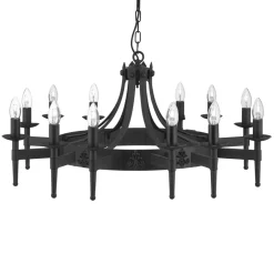 Searchlight Rustikaler Kronleuchter Eisen geschmiedet 12-flmg.* Rustikale Lampen|Kronleuchter