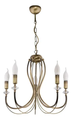 Jupiter Rustikaler Kronleuchter Metall in Messing L:52 cm 5-flmg* Bürolampen|Rustikale Lampen