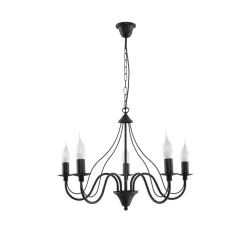 Sollux Rustikaler Kronleuchter Schwarz 5-armig E14 FIORANO