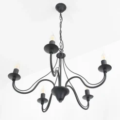 Sollux Rustikaler Kronleuchter Schwarz 5-armig E14 FIORANO