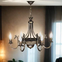 Hot Jupiter Rustikaler Lüster BELRAD Shabby Braun Ø62cm Lampe