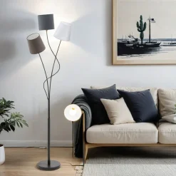 Eglo Schicke Standleuchte Maronda Anthrazit 3-Flmg* Moderne Lampen|Stofflampen