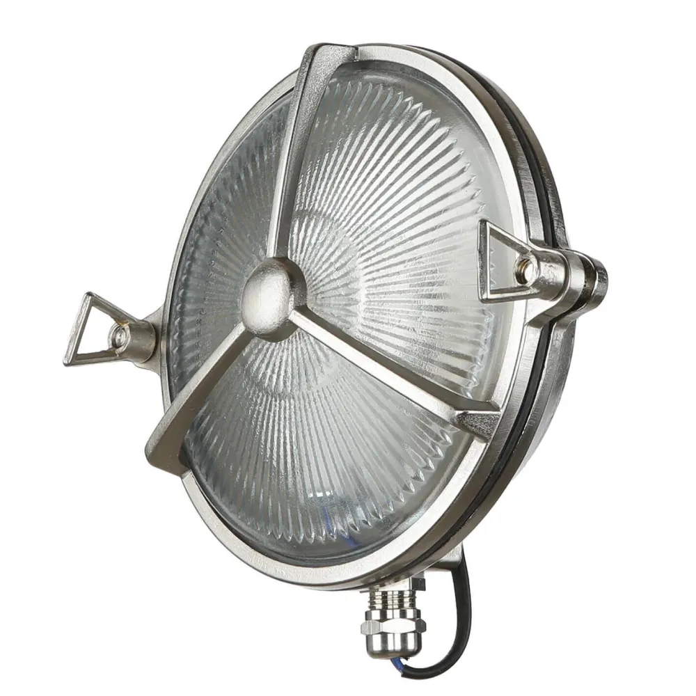 Discount Lido Schiffslampe Messing Riffelglas IP64 rostfrei rund