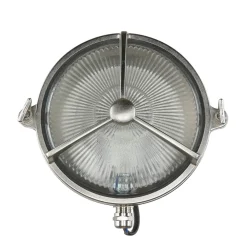 Discount Lido Schiffslampe Messing Riffelglas IP64 rostfrei rund