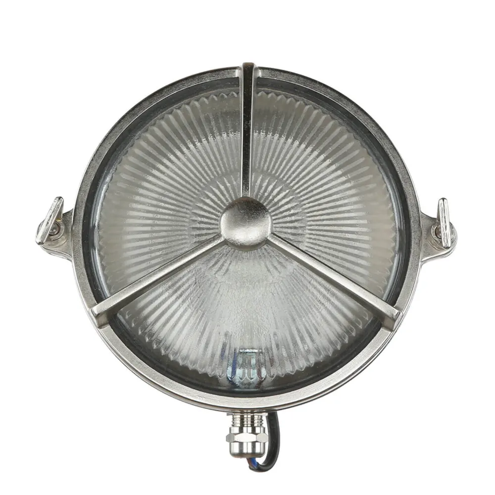 Discount Lido Schiffslampe Messing Riffelglas IP64 rostfrei rund