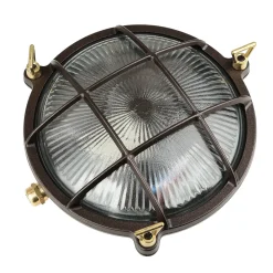 New Lido Schiffslampe Wand Ø 21 cm Messing Glas E27 IP64 außen