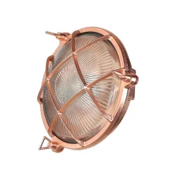 Outlet Lido Schiffslampe Wand Messing Glas E27 IP64 in Kupfer außen