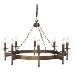 Elstead Schmiedeeiserner Kronleuchter CAMELOT 1 Ø1m Mittelalter* Hängelampen|Rustikale Lampen