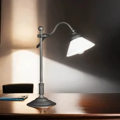 Giovanni Battista Schreibtischlampe 40 cm Messing Glas Rustikal verstellbar* Schreibtischlampen|Glaslampen